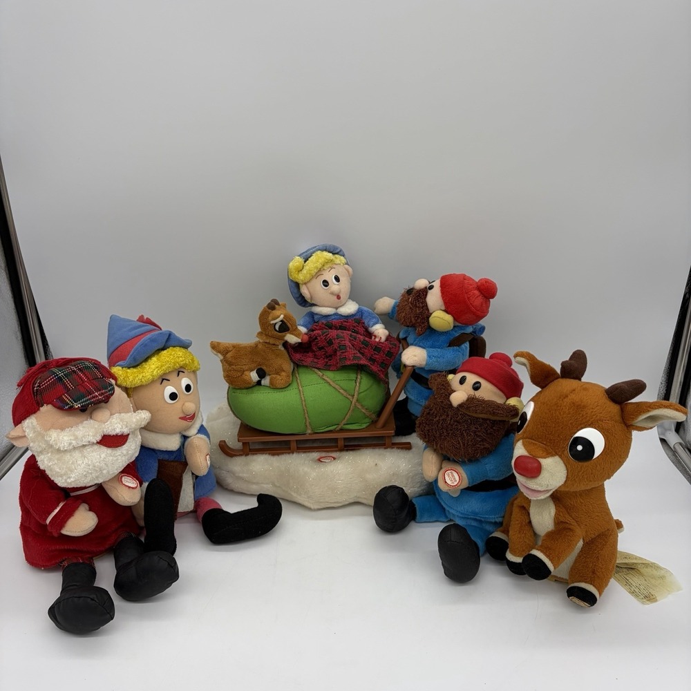 5 LOT VTG Gemmy Rudolph the Red-Nosed Reindeer Animated AS IS 2 Work Christmas